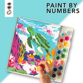 Bright Stripes Paint by Numbers Kit for Kids: Easy to Follow Paint by Numbers Canvas with Frame Kids Paint Kit (Amazing Ocean)