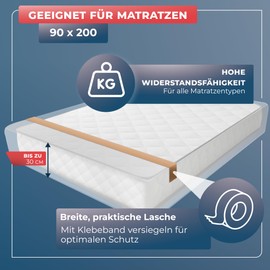 WRAPPYBAG Mattress Cover Waterproof - Protective Cover for Mattresses - Mattress Storage Cover for Moving, Storage & Transport - 90 x 200 cm