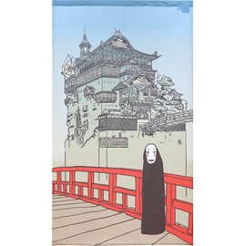 Noren Workshop 98069 Noren Ghibli Spirited Away Tapestry Poster Width 33.5 x Length 59.1 inches (85 x 150 cm), Room Divider Blindfold Yuya and Kaonashi