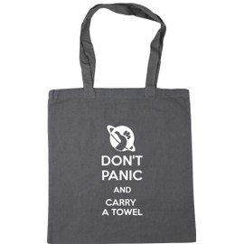 Hippowarehouse Don't Panic And Carry A Towel Tote Shopping Gym Beach Bag 42cm x38cm, 10 litres