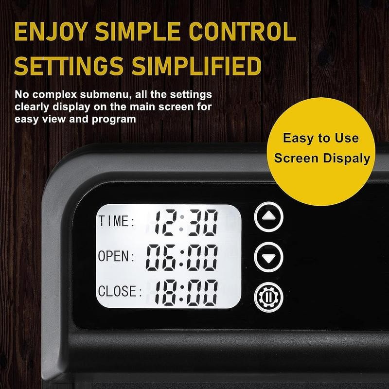 Automatic Chicken Coop Door with LCD Display | Weatherproof, Predator-Resistant,