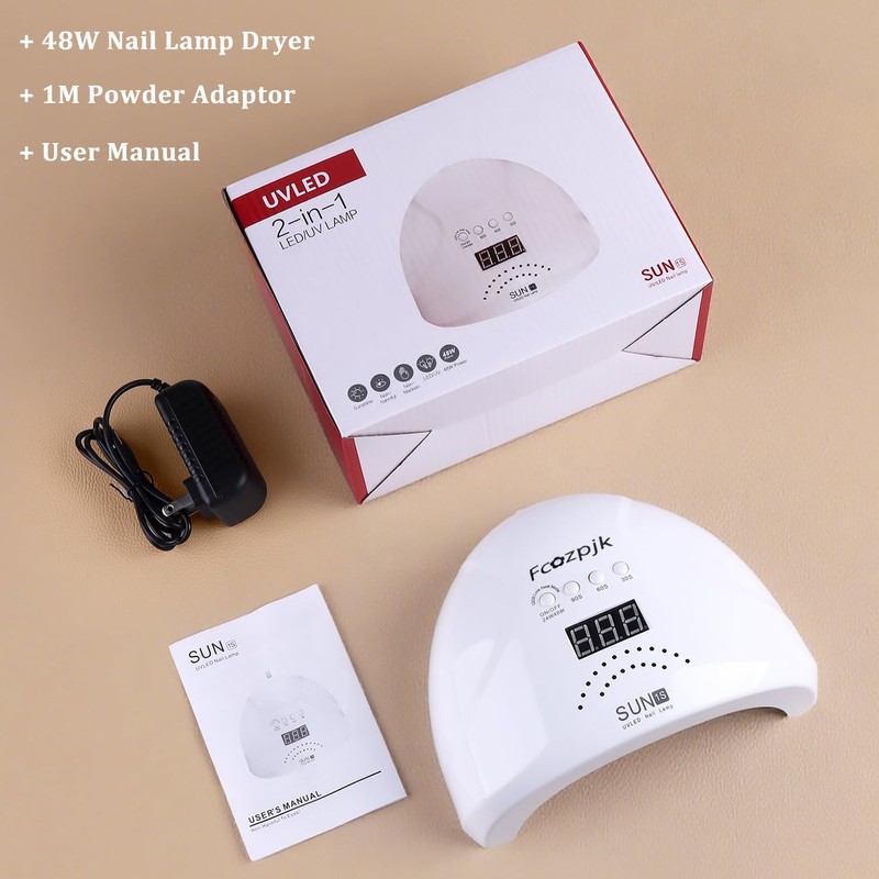 Fcozpjk UV LED Nail Lamp, 48W Nail Dryer for Gel