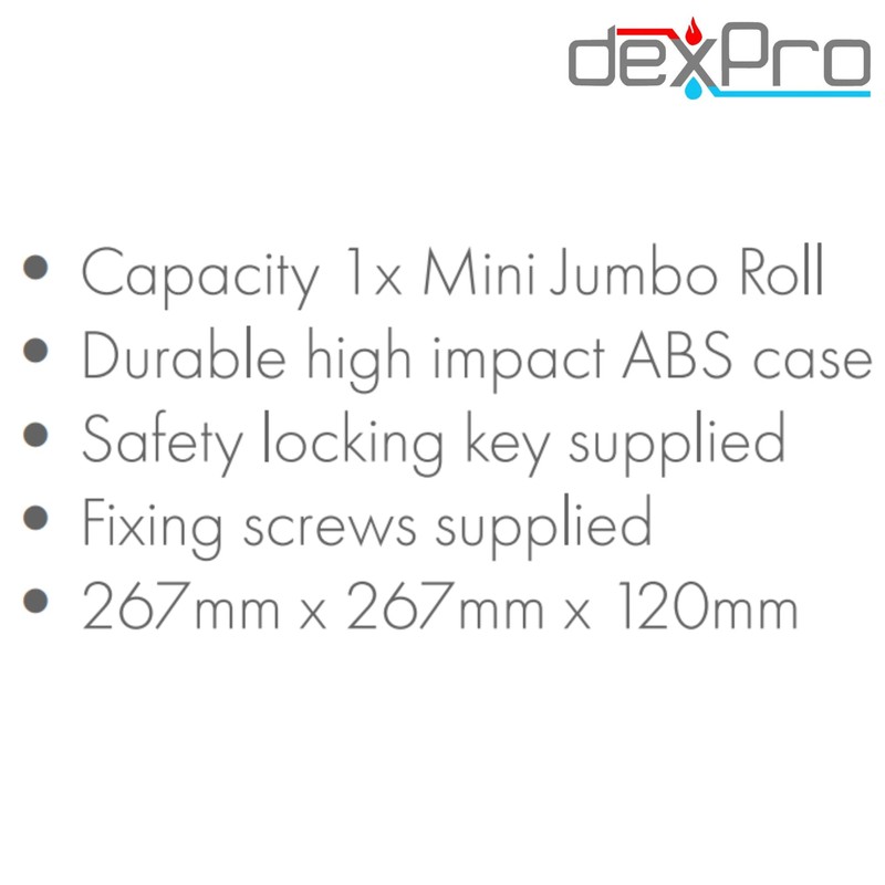 Dexpro Mini Jumbo Toilet Roll Dispenser with Safety Locking and