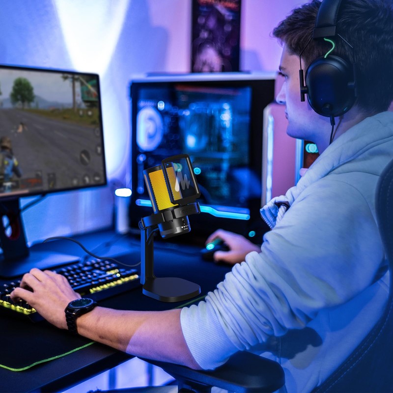 MAONO USB Condenser Microphone, Gaming Microphone, Noise Cancelling PC Microphone,