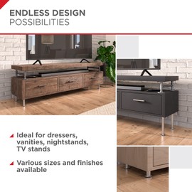 Richelieu Hardware 64217150170 5 15/16 in (150 mm) Round Furniture Leg with Levelling Glide, Stainless Steel