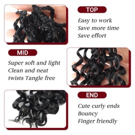 Datanala GoGo Curl Crochet Hair 12 Inch 8 Packs Pre twisted Curly Crochet Hair Pre looped Ocean Wave Water Wave Deep Twist Synthetic Braiding for Women (1B, 12inch/8packs)