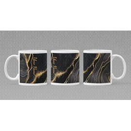EPOC-PRINT Black Marble with Golden Veins Mug (11 Oz)