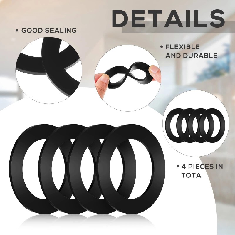 Fabbay 4 Pcs 1-3/4-Inch By 2-5/8-Inch Rubber Gasket For Tub