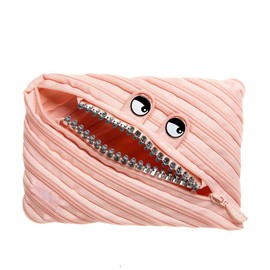 ZIPIT Grillz Pencil Case for Girls | Big Pencil Pouch for School, College and Office | Pencil Bag for Kids (Peach)