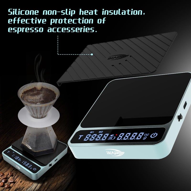 IKAPE Digital Coffee Scale, Premium Aluminium Espresso Scales with Timer,