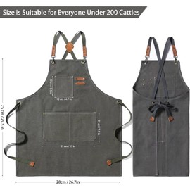 Ofrdncy Canvas Apron - WaterProof, Adjustable, 3 Pockets - Men & Women's Cooking & Gardening Apron