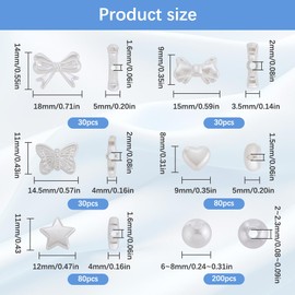 SUNNYCLUE 7 Styles 450Pcs ABS Imitation Pearl Beads Bulk Loose White Bead Plastic Heart Star Bowknot Butterfly Round Aesthetic Spacer Beads for Jewelry Making DIY Necklace Bracelets Earring Beginners