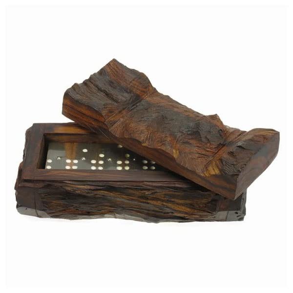 EarthView, Inc. Carved 9.5 Inch Handcrafted Desert Ironwood Bear Rustic Wood Domino Set