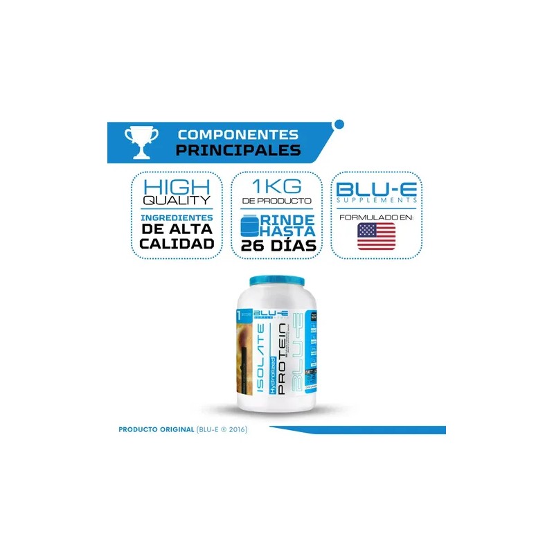 Proteína Whey Isolate BLU-E en Polvo de 1 Kg Sabor