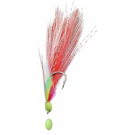 OCEAN CAT 10 Packs White and Red Feather Fish Skin Fishing Rigs Freshwater Saltwater Lures with Rainbow Soft Rubber Steel String Hooks Fishing Lures Baits