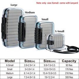 Dr.Fish Fly Fishing Box Fly Case Jig Box Waterproof Lightweight ABS Plastic Streamer Fly Box Double Sided Deep Slot Transparent Lid Clear Fly Holder Case for Storage Size XS