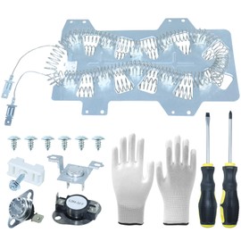 GELASKA DC47-00019A Dryer Heating Element Kit with DC47-00018A High Limit Thermostat DC96-00887C, DC47-00016A Thermal Fuse, Thermal Base Replaces WP35001247, 35001247