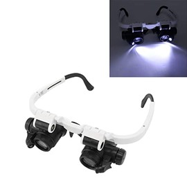 Fdit Lupa de Diadema, Lupa de 8X, 15X y 23X con 2 Luces LED Ajustables y Diadema Cómoda, para Dentistas, Electricistas, Manualidades, Pintura, Lectura
