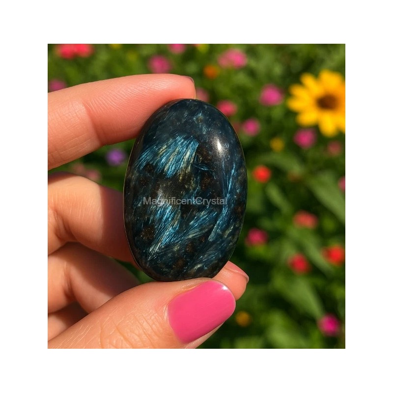 1pcs Arfvedsonite Palmstone Worry Stone Healing Crystal Meditation Reiki Gifts