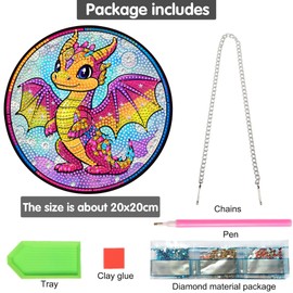Bimkole Diamond Art Hanging Kit for Adult Dinosaur, 5D Special Shaped Diamond Art Kits,DIY Animal Crystal Art Hanging Sign 7.8 × 7.8 Inch, Acrylic Crystal Hanging Home Wall Decor Gift