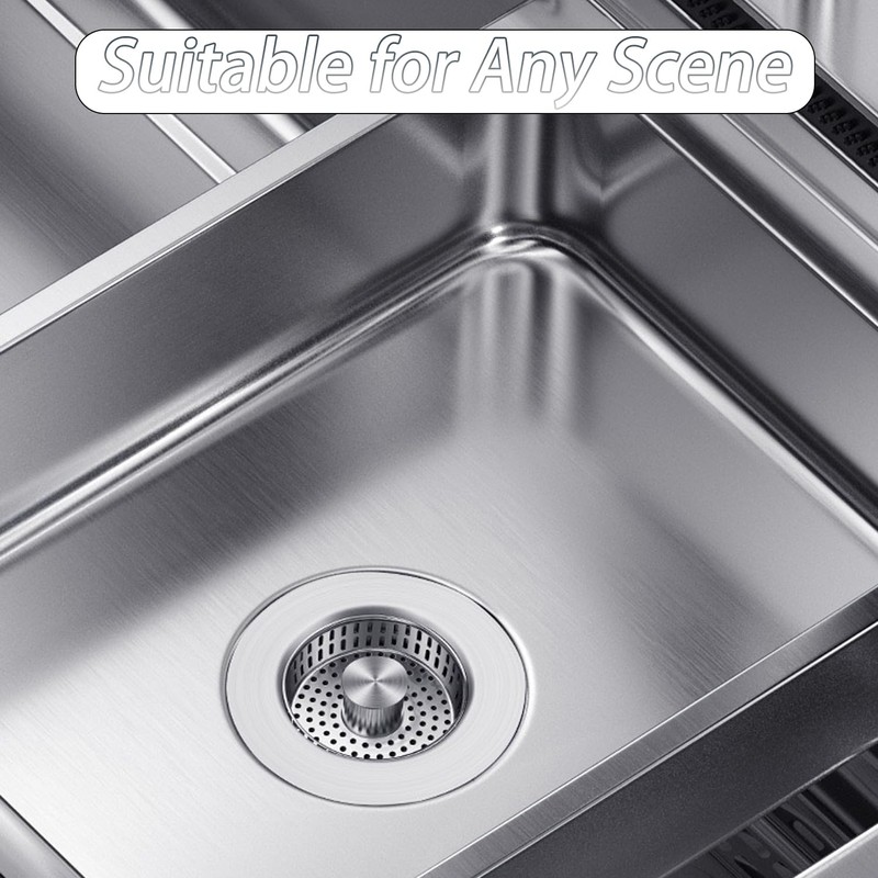 3-in-1 Kitchen Sink Drain Strainer, Upgraded 304 All Stainless Steel