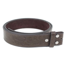 BC Belts Leather Belt Strap with Embossed Western Scrollwork 1.5" Wide with Snaps, Dark Brown, Medium (30-32)