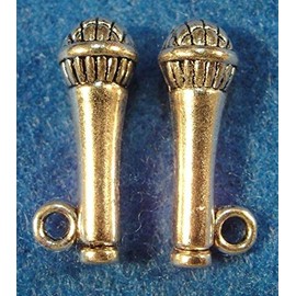 10-Pcs. Silver 3D Microphone Speaker Charms Pendants Earring Drops PR299 - Jewelry Making DIY Crafting Charm Beads for Bracelets