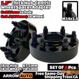 Arrow 2x 1.5" 6x135 HubCentric Adapter Spacer Fit 04-14 F150/Navigator W 6x5.5 Rim