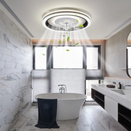 LED Ceiling Fan with Light Round Flush Mount Dimmable Chandelier Fan with Remote