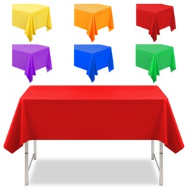 VAIPI 6 Pcs Rainbow Plastic Tablecloths Assorted Colorful Disposable Party Table Cloths Rectangle Pastel Table Covers for Wedding Birthday Neon Party Decor, 108'' x 54''