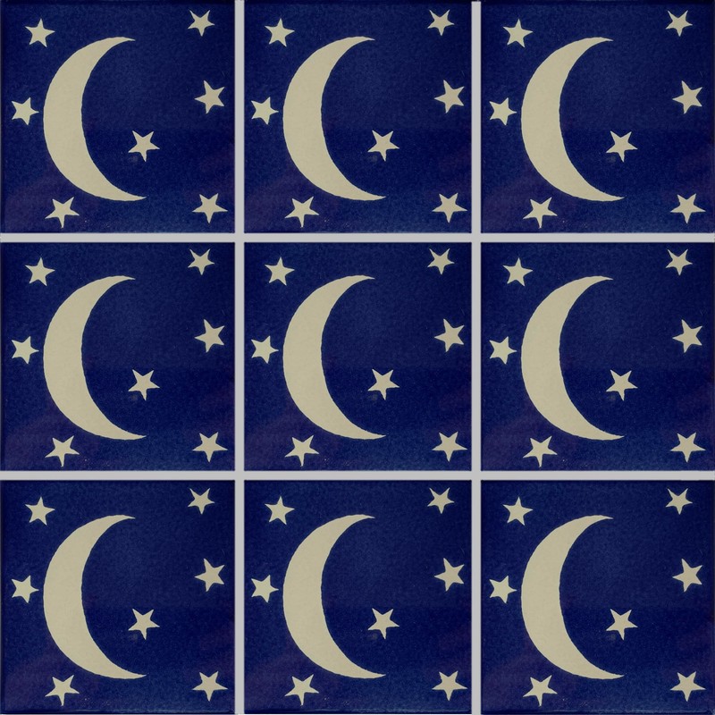 2x2 36 pcs Moon Face Talavera Mexican Tile