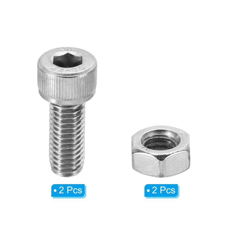 PATIKIL 2 Sets M8x20mm Hex Socket Screw Cylindrical Hollow Bolt