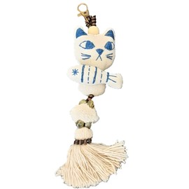 [deaizaka.biz] Bag Charm Cat Wrap Tassel Tassel with Tassel Decoration Cute Thai Cotton Products Handmade Keychain, Fish and Cat