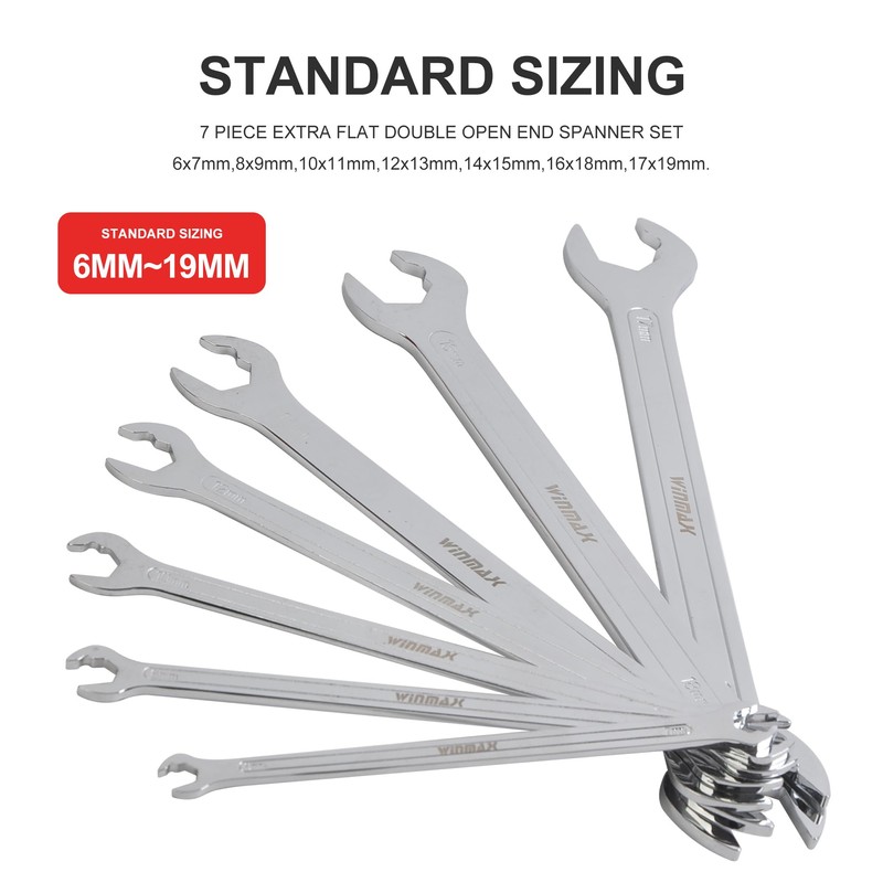 WINMAX TOOLS AUTOMOTIVE Open End Ratcheting Wrench Set, 7PCS Metric