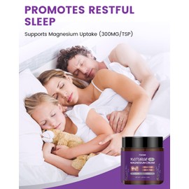 Magnesium Lotion for Sleep, Magnesium Cream(300mg/tsp) for Muscle Relief, Magnesium Butter for Deep Hydration with Lavender Oil, Shea Butter, Vitamins E & D3, Gentle for Kid, 120g/4.23oz