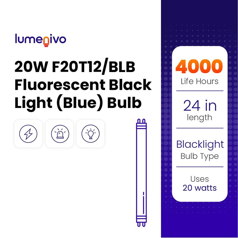 lumenivo F20T12/BLB Fluorescent Black Light (Blue) Bulb Replacement 20 Watts