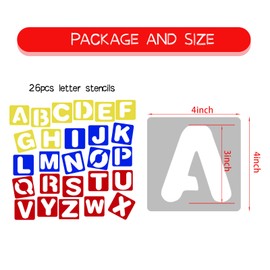 26 Alphabet Stencils Set 4X4 (inches) for Kids DIY Painting and Boards, Walls, Fabrics, Rocks, Chalkboards, Glass and More.