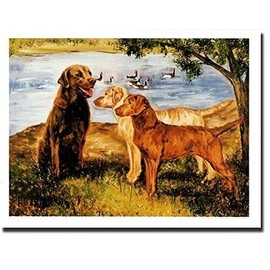 3 Chesapeake Bay Retrievers By The Lake Notecard Set - 12 Note Cards