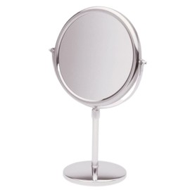 Jerdon Two-Sided Tabletop Makeup Mirror - Makeup Mirror with 5X Magnification & Swivel Design - Portable 9-Inch Diameter Mirror in Chrome Finish - Model JP4045C