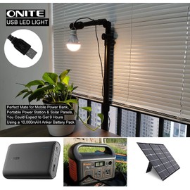 Onite USB LED Light Bulb, Emergency Backup Lighting for Camping, Garage, Power Outage Preparedness, for Portable Power Station & Solar Panel, Outdoor Lantern with Hook & 8.4ft Cord, Warm White (1)