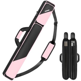 PEKREWS Pool Cue Case, Pool Stick Case 2x2 Holds 2 Sticks with 2 Accessory Zipper Pockets, Sturdy Polyester Pool Cue Carry Bag with Shoulder Strap Handle, Soft Billiard Cue Sling Bag for Men and Women
