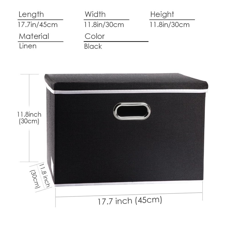 PRANDOM Large Foldable Storage Box with Lid [1-Pack] Fabric Collapsible