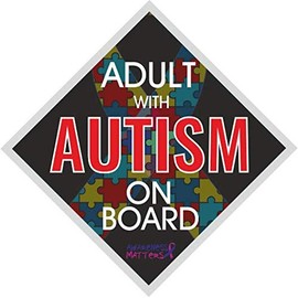 Awareness Matters Level 33 Young Adult/Adult With Autism On Board Full Colour Safety Sticker For the Exterior of the Vehicle - Emergency Services Warning & Information Sticker (Adult)