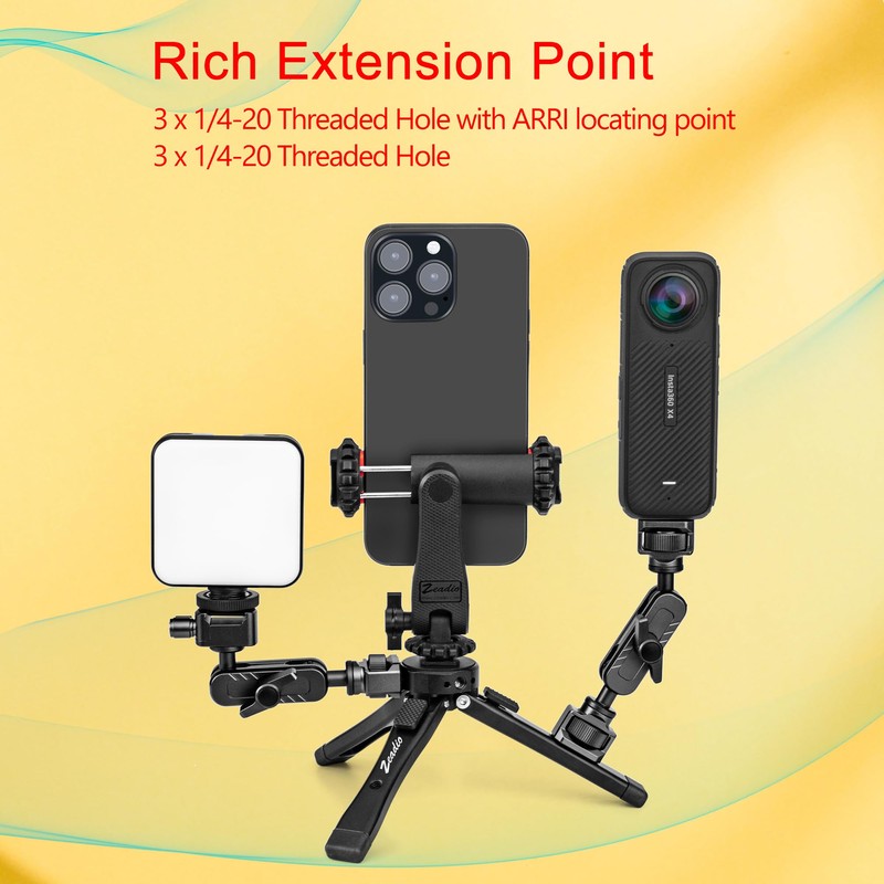 Zeadio Metal Camera Mini Tripod, Adjustable Heights Desktop Vlog Tripod