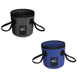 TopHomer Collapsible Bucket with Handle Portable Camping Bucket 12L Outdoor Fishing Water Folding Bucket for RVing, Camping, Hiking, Boating, Backpacking(Dark Blue and Black)