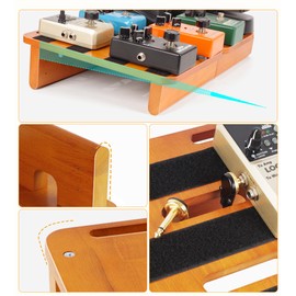 Wooden Pedal Board Guitar Effects 2-in-1 Pedalboard, 17.3" Big Capacity Pedalboard with Cable Supply Pedalboard Set Guitar Accessories