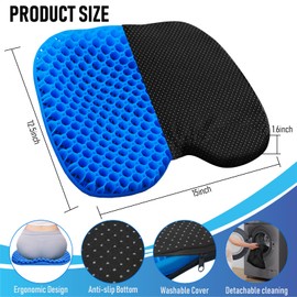 ohaayoo Kayak Seat Cushion, Thicken Anti Slip Waterproof Gel Kayak Seat, Portable Canoe Rowing Rubber Dinghy Pad for Stadium Sit in Kayak Inflatable Fishing Kayak Canoe Kayak Accessories (Blue)