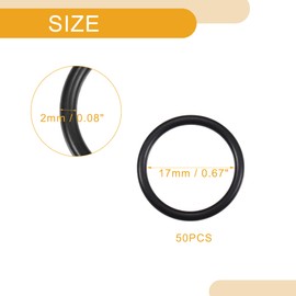 Partuto Pack of 50 17 mm ID x 2 mm CS Universal Car O-Ring Seal – Car – Tap Repair Truck SUV Trailer Pipe Seal Waterproof – NBR Rubber Black