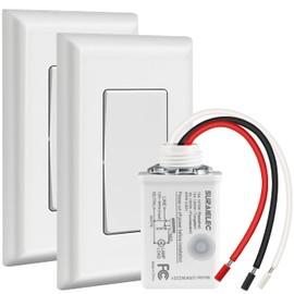 Suraielec Wireless Light Switch and Receiver Kit, 15A High Power, No Wiring, 100ft RF Range, Programmable Remote Control 3 Way Wall Switches for Lamp, Ceiling Light, Fan, Outdoor Lighting