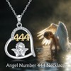JERWLI Angel Numbers Necklace S925 Sterling Silver 444 Lucky Number